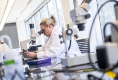 medical student do research in on campus research lab