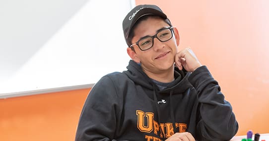 Student listening in class.