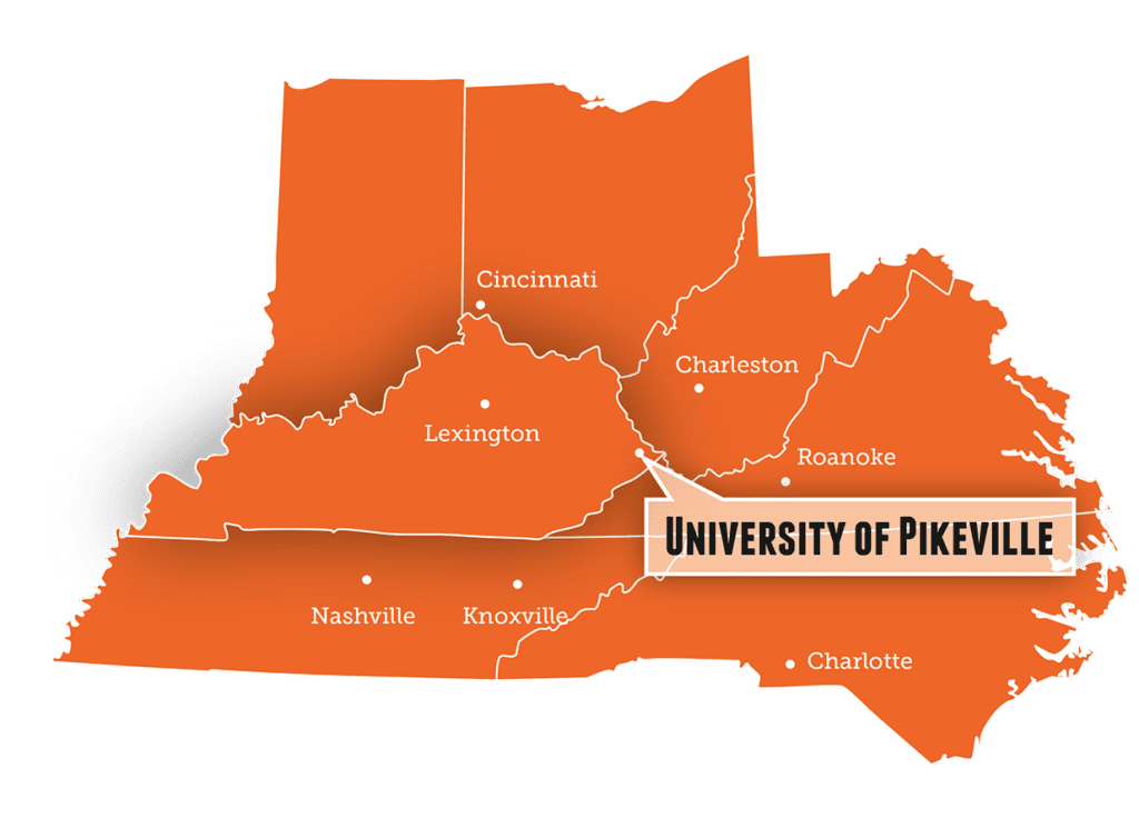 Map of Kentucky and surrounding states.