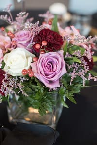 Centerpiece flowers on table