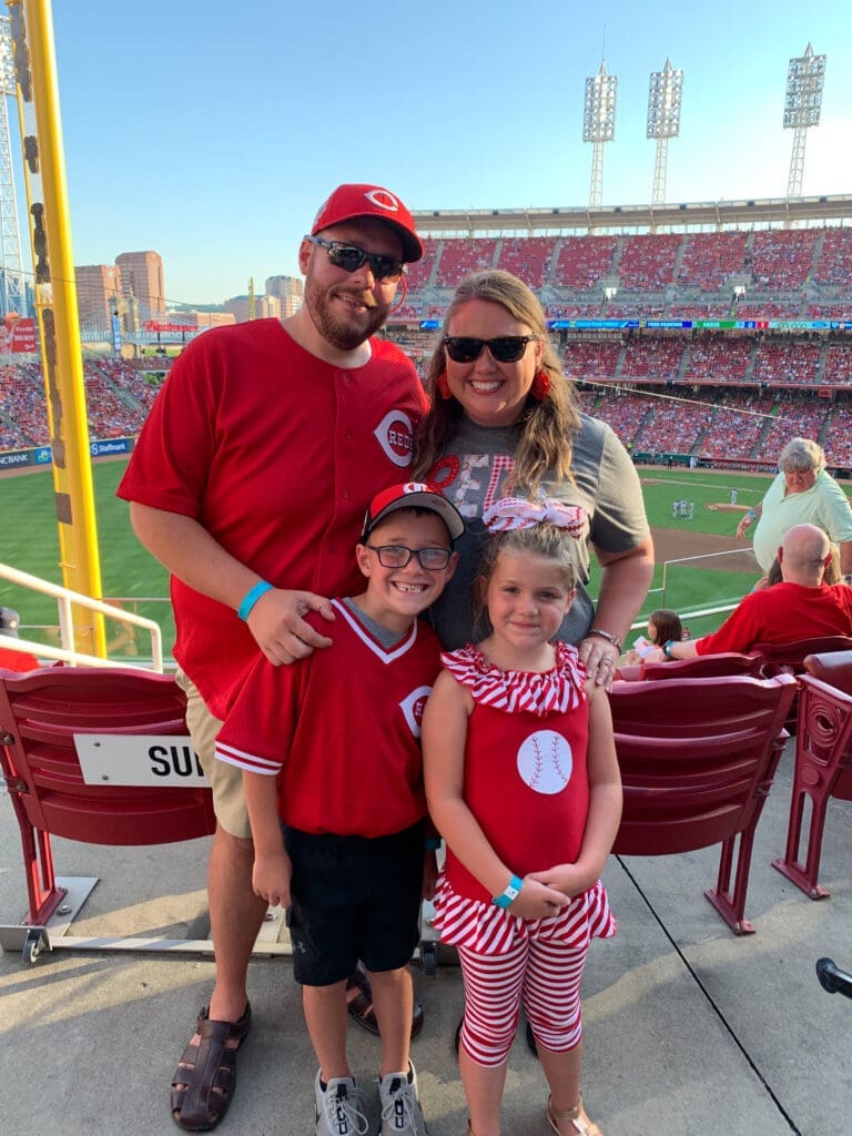 Family having fun at the ballpark