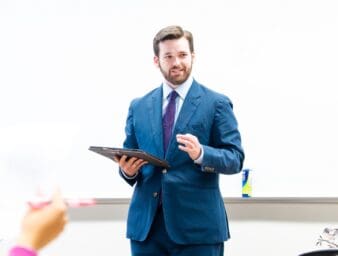 Dr. Syck lecturing in class.